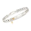 Sterling Silver Name ID Bracelet with 14kt Yellow Gold Hearts
