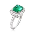 3.20 Carat Emerald and 1.15 ct. t.w. Diamond Ring in 18kt White Gold