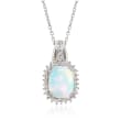 Opal and .26 ct. t.w. White Topaz Pendant Necklace in Sterling Silver