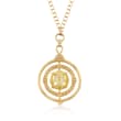 Judith Ripka &quot;Marisol&quot; Canary Yellow Crystal and .18 ct. t.w. Diamond Circle Pendant Necklace With Yellow Sapphire Accents in 18kt Gold