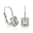.86 ct. t.w. Baguette and Round Diamond Drop Earrings in 18kt White Gold