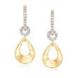 .14 ct. t.w. Diamond Drop Hoop Earrings in 14kt Yellow Gold