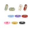 Multicolored Jade and Multi-Stone Jewelry Set: Seven Bands with Diamond-Accented 14kt Gold Ring Jacket