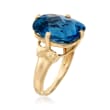 C. 1980 Vintage 10.00 Carat Blue Topaz Ring in 14kt Yellow Gold