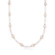 95.00 ct. t.w. Morganite Bead and 9.5-10.5mm Pink Cultured Pearl Station Necklace with 14kt Gold