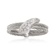 ALOR &quot;Classique&quot; Gray Cable Ring With Diamond Accents and 18kt White Gold