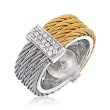 ALOR &quot;Classique&quot; .16 ct. t.w. Diamond Two-Tone Stainless Steel Cable Ring with 18kt White Gold