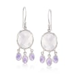 Rose Quartz and 4.50 ct. t.w. Amethyst Drop Earrings in Sterling Silver