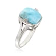 Larimar Ring with White Zircon Accents in Sterling Silver
