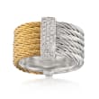 ALOR &quot;Classique&quot; .23 ct. t.w. Diamond Two-Tone Stainless Steel Cable Ring with 18kt White Gold