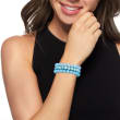 8mm Blue Agate and Amazonite Bead Jewelry Set: Three Stretch Bracelets