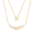 14kt Yellow Gold Layered Star and Moon Necklace
