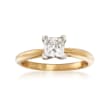 1.00 Carat Princess-Cut Diamond Ring in 18kt Yellow Gold