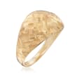18kt Yellow Gold Diamond-Cut Basketweave Dome Ring