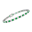 4.35 ct. t.w. Simulated Emerald and 4.35 ct. t.w. CZ Tennis Bracelet in Sterling Silver