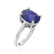 Oval Simulated Tanzanite and .34 ct. t.w. CZ Ring in Sterling Silver