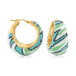 Italian Multicolored Enamel Hoop Earrings in 18kt Gold Over Sterling