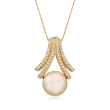 Golden Cultured South Sea Pearl and .39 ct. t.w. Diamond Pendant Necklace in 18kt Yellow Gold