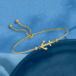 14kt Yellow Gold Nautical Anchor Bolo Bracelet