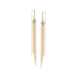.13 ct. t.w. Pave Diamond Triangle Tassel Threader Earrings in 14kt Yellow Gold