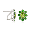 2.90 ct. t.w. Peridot and 2.00 ct. t.w. Chrome Diopside Halo Earrings in Sterling Silver