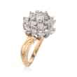 C. 1990 Vintage 1.00 ct. t.w. Diamond Cluster Ring in 14kt Yellow Gold