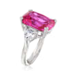 12.50 Carat Pink CZ and 1.50 ct. t.w. CZ Ring in Sterling Silver