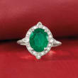 2.80 Carat Emerald and .62 ct. t.w. Diamond Ring in 18kt White Gold