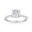 1.60 Carat Moissanite and .11 ct. t.w. Diamond Engagement Ring in 14kt White Gold