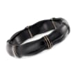 Black Agate Bamboo Bangle Bracelet with 14kt Yellow Gold