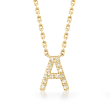 Diamond-Accented Initial Necklace in 18kt Gold Over Sterling 16-inch  (A)
