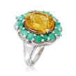 7.00 Carat Citrine and 1.80 ct. t.w. Emerald Ring in Sterling Silver