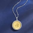 Italian Genuine 20-Lira Coin Pendant Necklace in Sterling Silver