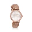 Giorgio Milano Women's 38mm Date Window Crystal Watch in Rose Gold-Plated Stainless Steel With Glitter Leather