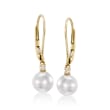 Mikimoto 7mm A+ Akoya Pearl Drop Earrings with Diamonds in 18kt Yellow Gold