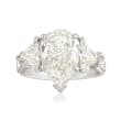 Majestic Collection 4.50 ct. t.w. Pear and Trillion Diamond Ring in 18kt White Gold