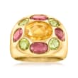 C. 1980 Vintage 1.75 Carat Citrine, 2.00 ct. t.w. Garnet and 1.00 ct. t.w. Peridot Ring in 18kt Yellow Gold