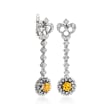 C. 2000 Vintage 1.00 ct. t.w. Citrine and .70 ct. t.w. Diamond Drop Earrings in 18kt White Gold