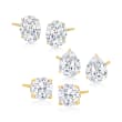 13.20 ct. t.w. CZ Jewelry Set: Three Pairs of Stud Earrings in 18kt Gold Over Sterling