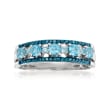 .60 ct. t.w. Sky Blue Topaz and .13 ct. t.w. Blue Diamond Ring in Sterling Silver