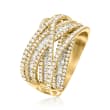 C. 1990 Vintage Effy 2.30 ct. t.w. Diamond Highway Ring in 14kt Yellow Gold