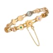 C. 1950 Vintage Opal and Seed Pearl Slide Charm Bracelet with CZ and Simulated Multi-Gemstone Accents in 14kt Yellow Gold