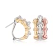 .70 ct. t.w. Diamond Three-Row Hoop Earrings in 14kt Tri-Colored Gold