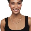 6-7mm Cultured Pearl and 19.00 ct. t.w. Multicolored Sapphire Bead Necklace with Sterling Silver 18-inch