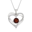 Birthstone Heart Pendant Necklace with CZs in Sterling Silver 01-Jan/Garnet 18-inch
