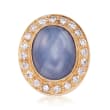 C. 1970 Vintage 16.00 Carat Certified Gray Star Sapphire and 1.10 ct. t.w. Diamond Pin in 14kt Yellow Gold
