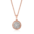 C. 2000 Vintage .25 ct. t.w. Diamond Circle Pendant Necklace in 14kt Rose Gold