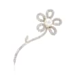 C. 1990 Vintage 7mm Cultured Pearl and 1.20 ct. t.w. Diamond Flower Pin in 14kt White Gold