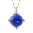 17.5mm Blue Chalcedony and 1.00 ct. t.w. Tanzanite Pendant Necklace in Sterling Silver