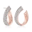 Swarovski Crystal &quot;Exist&quot; Pave Crystal Ribbon Hoop Earrings in Rose Gold Plate
